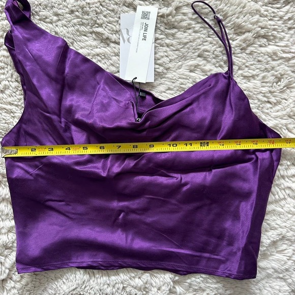 NWT Zara Purple Crop Top With Cowl Type Neck & Adjustable Straps Womens Sz Small - Picture 5 of 6